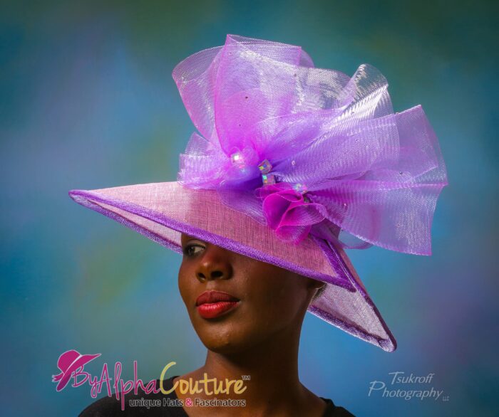 Purple Crinoline Kentucky Derby Hat: Royal Ascot Wedding Church Occasion - Patience