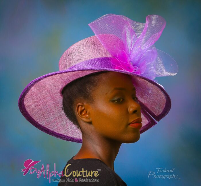 Purple Crinoline Kentucky Derby Hat: Royal Ascot Wedding Church Occasion - Patience
