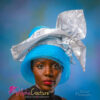 Royal Blue Crinoline Ascot Hat: African Gele Style - Rosetta