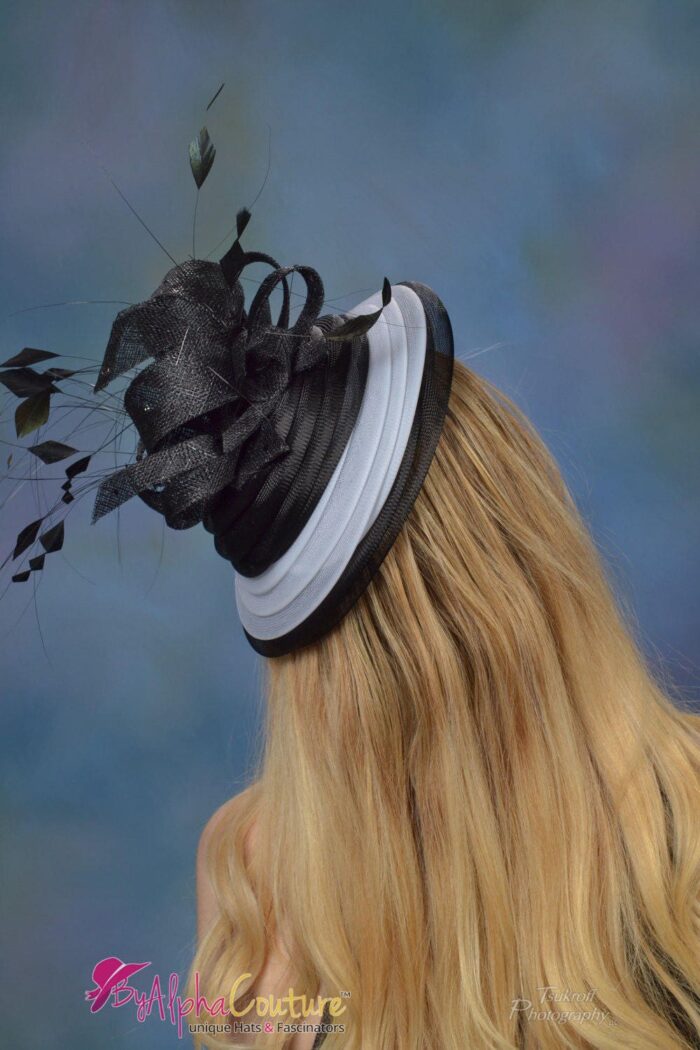 Nneka - Black & White Crinoline Hatinator. Kentucky Derby Wedding Hat.