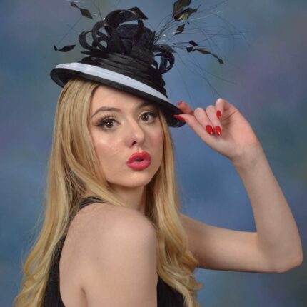 Nneka - Black & White Crinoline Hatinator. Kentucky Derby Wedding Hat.