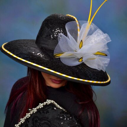 Bumblebee Lace Kentucky Derby Hat: Black & Yellow Occasion Headpiece - Bumblebee