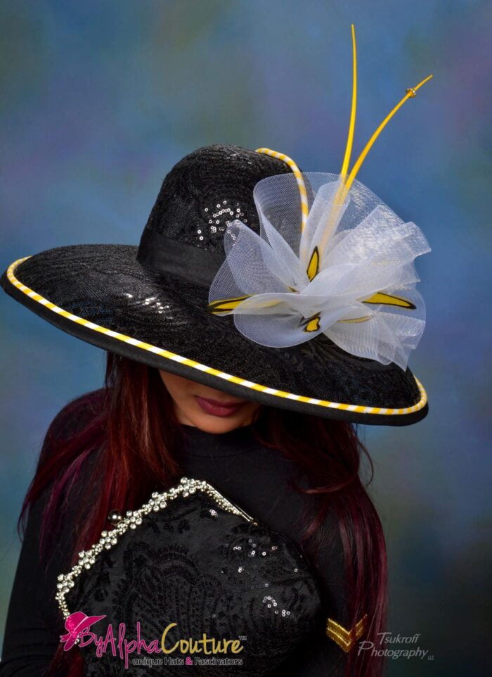 Bumblebee Lace Kentucky Derby Hat: Black & Yellow Occasion Headpiece - Bumblebee