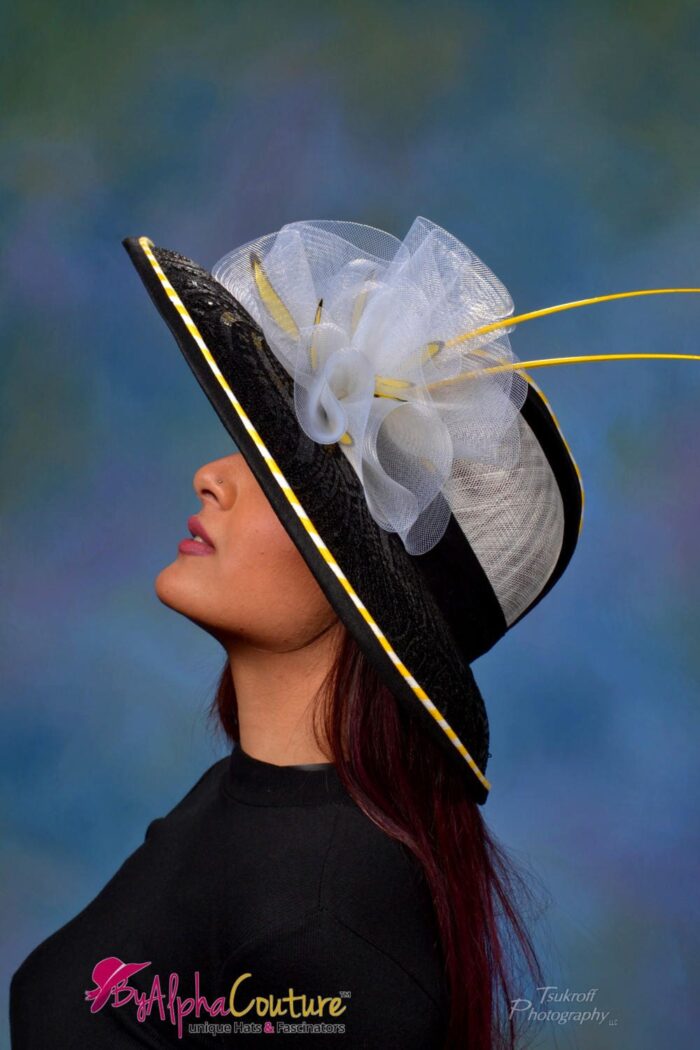 Bumblebee Lace Kentucky Derby Hat: Black & Yellow Occasion Headpiece - Bumblebee