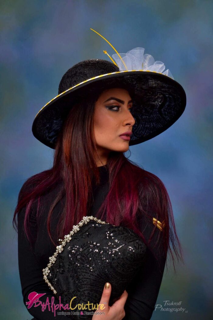 Bumblebee Lace Kentucky Derby Hat: Black & Yellow Occasion Headpiece - Bumblebee