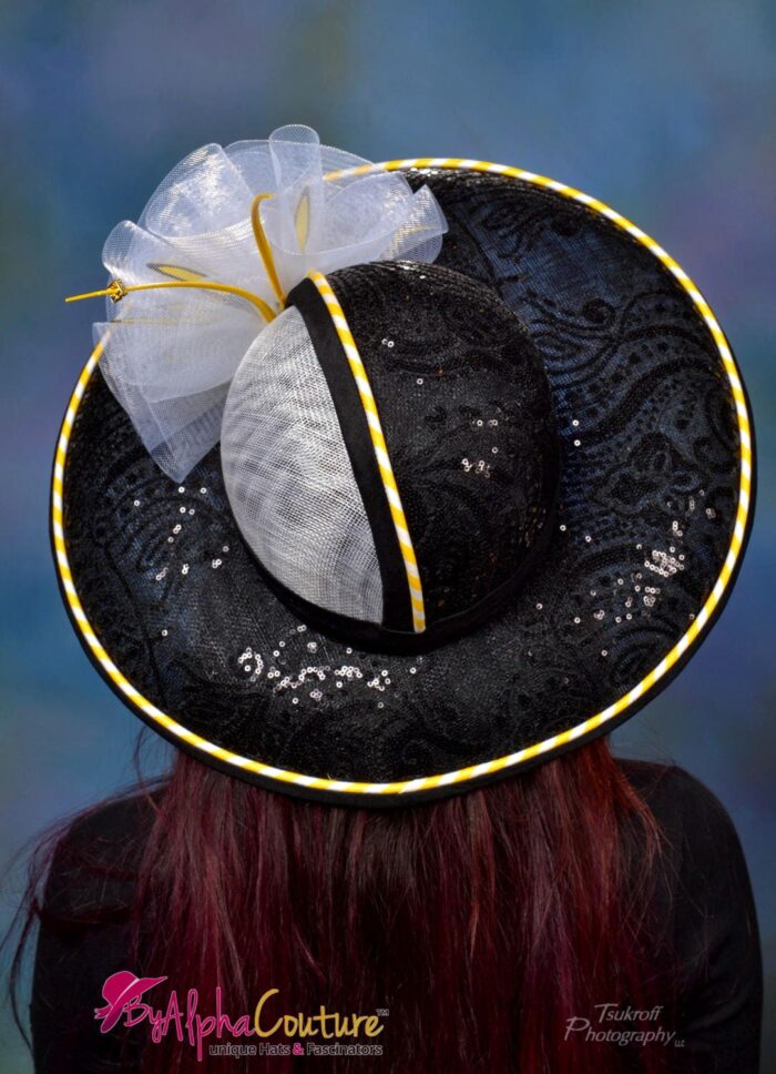Bumblebee Lace Kentucky Derby Hat: Black & Yellow Occasion Headpiece - Bumblebee