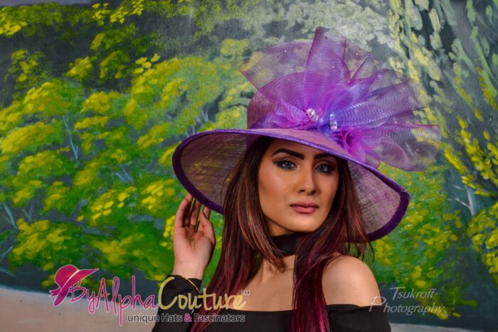 Purple Crinoline Kentucky Derby Hat: Royal Ascot Wedding Church Occasion - Patience