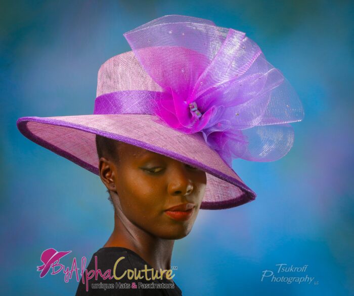 Purple Crinoline Kentucky Derby Hat: Royal Ascot Wedding Church Occasion - Patience