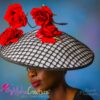 Red & Black Sinamay Hatinator: Silk Roses, Royal Ascot Kentucky Derby Hat - Fantasia