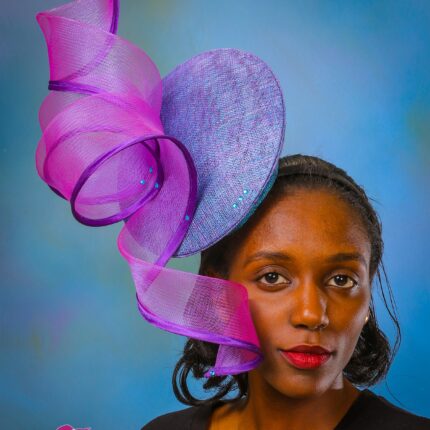Purple & Blue Percher Fascinator: Kentucky Derby Headpiece - Borboor