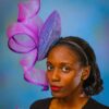 Purple & Blue Percher Fascinator: Kentucky Derby Headpiece - Borboor