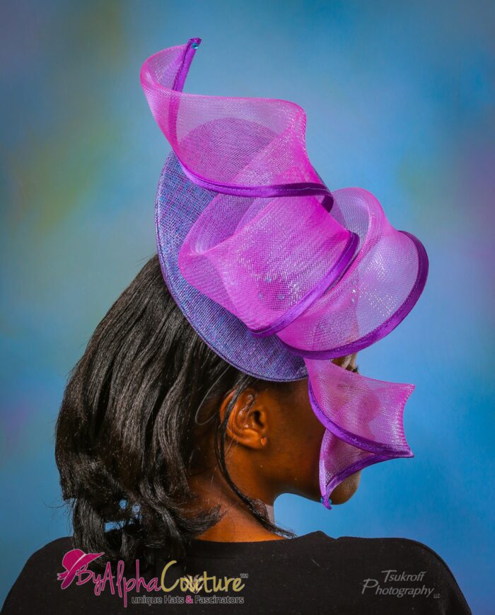 Purple & Blue Percher Fascinator: Kentucky Derby Headpiece - Borboor