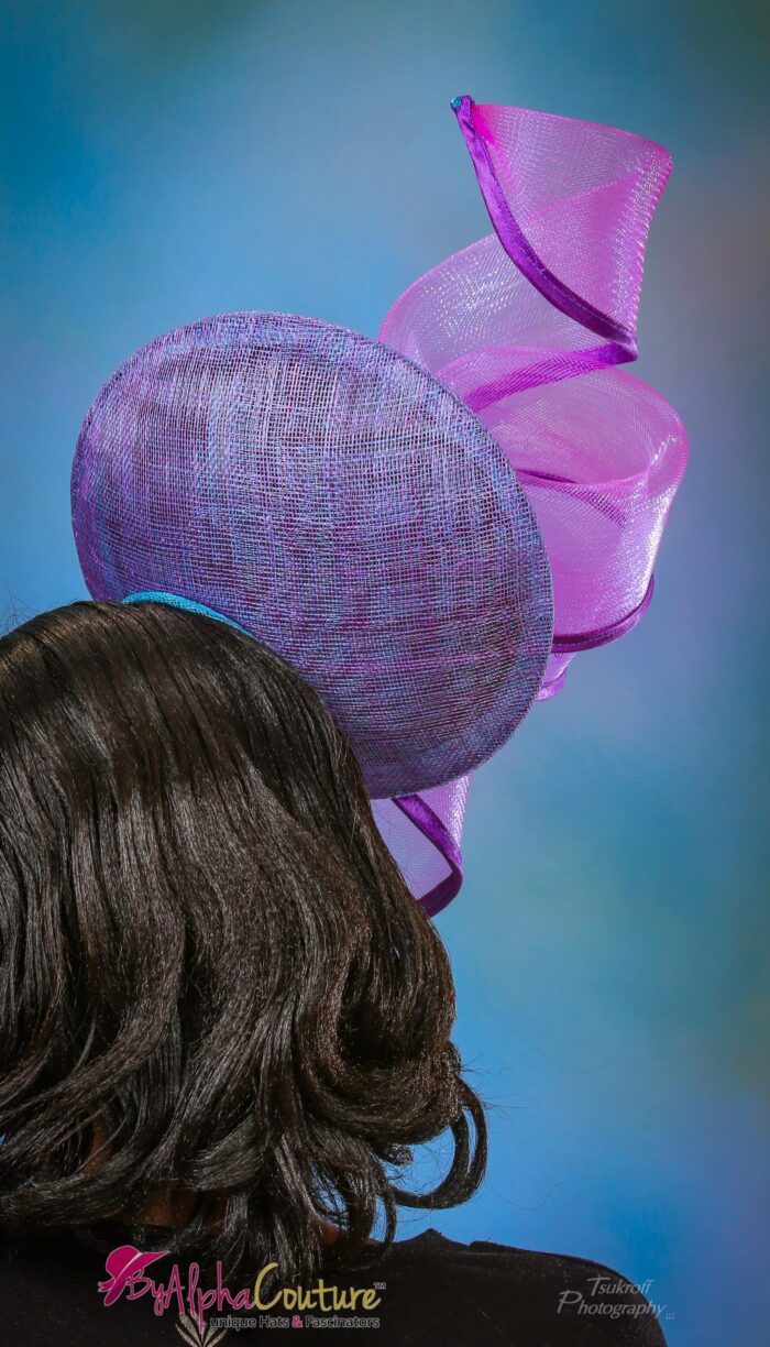 Purple & Blue Percher Fascinator: Kentucky Derby Headpiece - Borboor