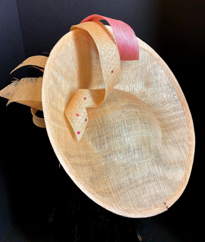 Champagne Blush “Cynthia” Hatinator: Crystal Feather Fascinator, Ascot Races Headpiece.