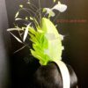 Adinkra Flame Mint. Green Feather Fascinator. Pearl & Crystal Derby Hat