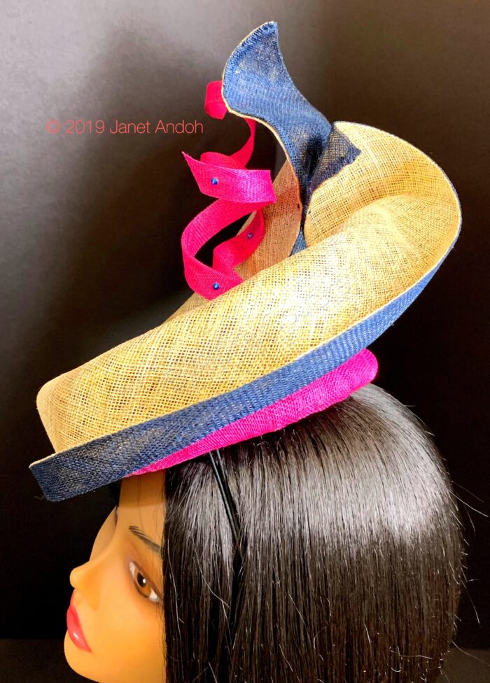 Serpentina Royale Sculptural Straw Fascinator. Statement Headpiece for Weddings, Races & Couture Events. Beret Hat