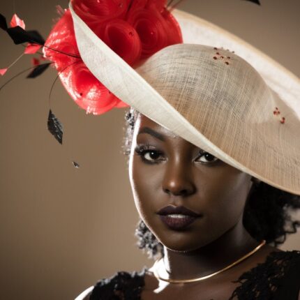 Akech - Cream Hatinator with Red Roses - Royal Ascot Horse Race Hat