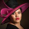 Pink & Black Derby Hat: Royal Ascot Occasion Headpiece - Priskilla