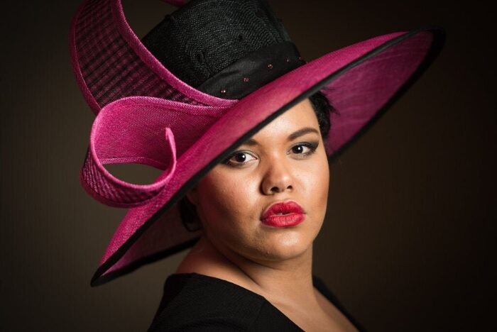 Pink & Black Derby Hat: Royal Ascot Occasion Headpiece - Priskilla