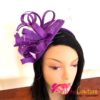 Purple Sinamay Fascinator: Looped Quills & Diamantés - Races, Wedding Headpiece.