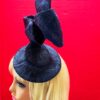 Davina - Navy & Silver Sculptural Bow Fascinator. Couture Sinamay Hat.