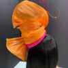 Tropique Fleur - Orange & Fuschia Feather Fascinator. Silk Abaca Wedding Headpiece.
