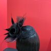 Noire Envy - Black Guipure Lace Fascinator: Sequined Feather Wedding Hat