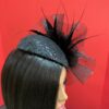 Noire Envy - Black Guipure Lace Fascinator: Sequined Feather Wedding Hat