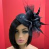 Noire Envy - Black Guipure Lace Fascinator: Sequined Feather Wedding Hat