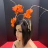 Lorraine - Orange Abaca Silk Fascinator: Kentucky Derby Headpiece