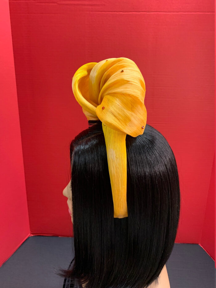 Sun Whisper - Yellow Silk Abaca Knotted Headband - Statement Headpiece