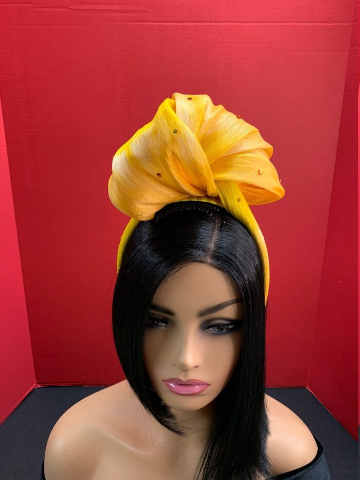Sun Whisper - Yellow Silk Abaca Knotted Headband - Statement Headpiece
