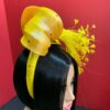 il_fullxfull.3747778198_dtee Yellow Feather Fascinator: Silk Abaca Knot Headband, Derby Hat - Zoranda yellow