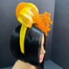 Orange Feather Fascinator: Silk Abaca Knot Headband, Derby Hat - Zoranda