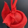 Jacinta - Red Sinamay Crown Hat: Sculpted Beaded Millinery - ByAlpha Couture.