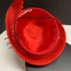 Jacinta - Red Sinamay Crown Hat: Sculpted Beaded Millinery - ByAlpha Couture.