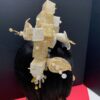 Ariyike - Gold Fascinator with Pearls & Crystal Sprays. Handmade Church Wedding Headpiece.