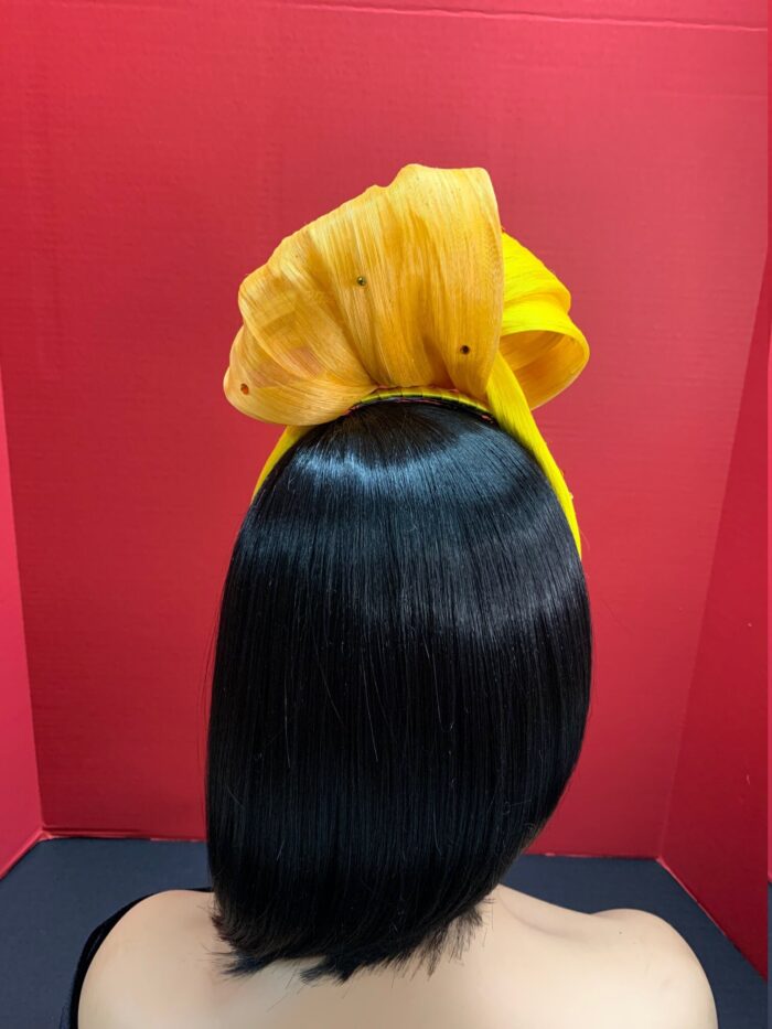 Sun Whisper - Yellow Silk Abaca Knotted Headband - Statement Headpiece