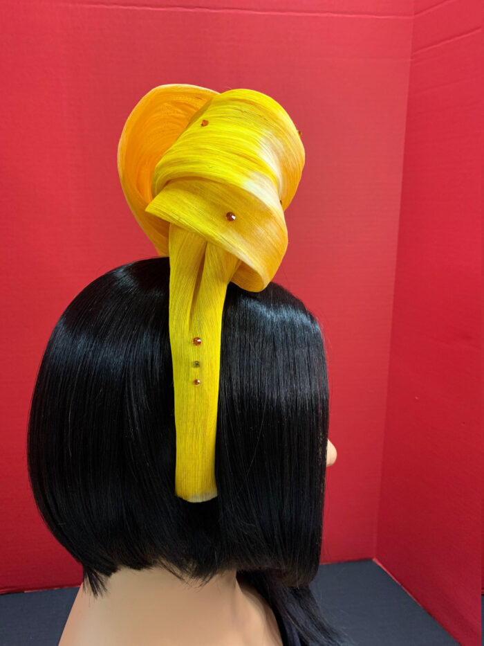 Sun Whisper - Yellow Silk Abaca Knotted Headband - Statement Headpiece
