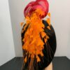 Zorana Red.  Red Knot Fascinator: Silk Abaca Headband with Orange Feathers.