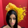 il_fullxfull.3795373025_eoo5 Yellow Feather Fascinator: Silk Abaca Knot Headband, Derby Hat - Zoranda yellow