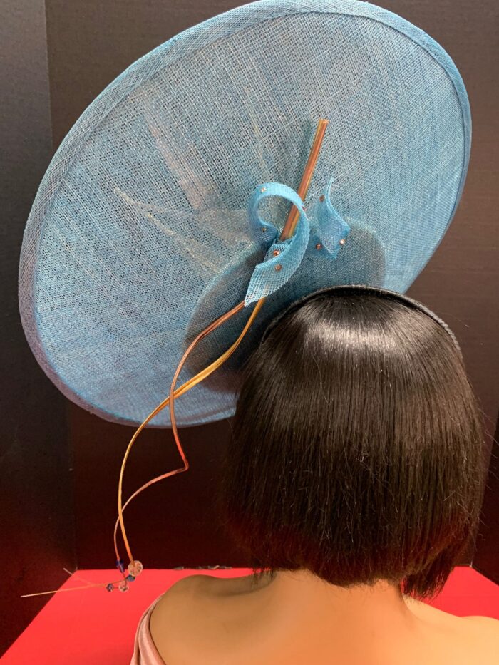Blue Satellite Hatinator: Gold Feather Kentucky Derby Wedding Hat