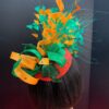 Jackie - Orange & Green Sinamay Fascinator: Handmade Statement Headpiece