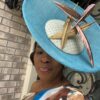 Blue Satellite Hatinator: Gold Feather Kentucky Derby Wedding Hat
