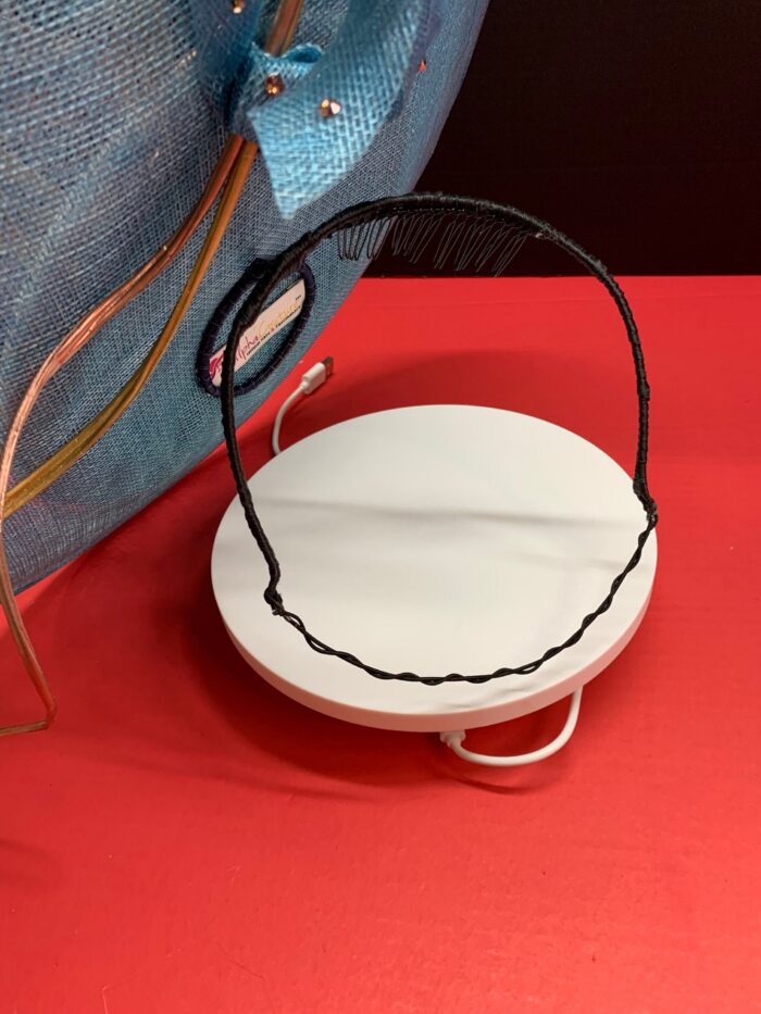 Blue Satellite Hatinator: Gold Feather Kentucky Derby Wedding Hat