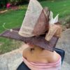 Sinamay Square Brim Hatinator – Chocolate Brown, Pearl Quill