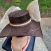 Sinamay Square Brim Hatinator – Chocolate Brown, Pearl Quill