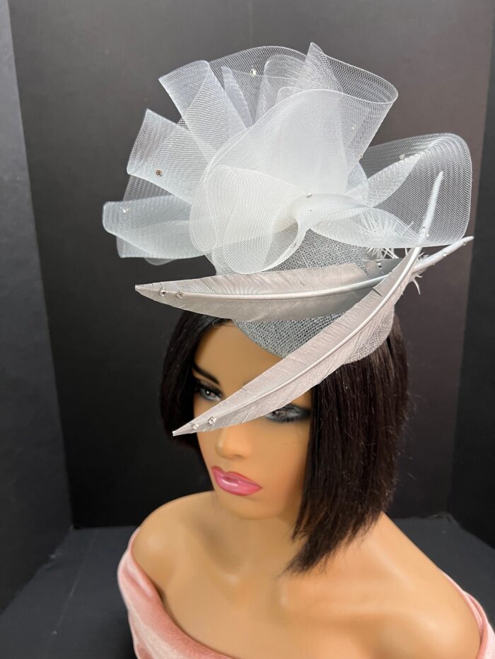il_fullxfull.4006262368_c7op Silver Fascinator: Swarovski Crystal & Feather Headpiece - Starlight Grace