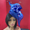 Jada - Blue Abaca Fascinator. Hand-Sculpted Silk Headpiece with Swarovski Crystals.