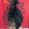 Midnight Whisper Black Crinoline Fascinator: Lace & Swarovski Crystal Couture Headpiece